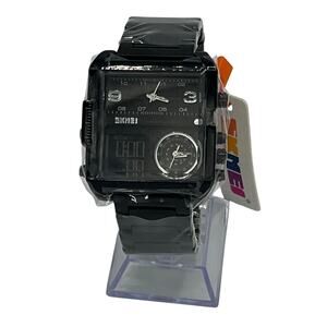 SKMEI 1584 Luxury Digital Movement Watch for Men w/ Three Dials, Black Steel